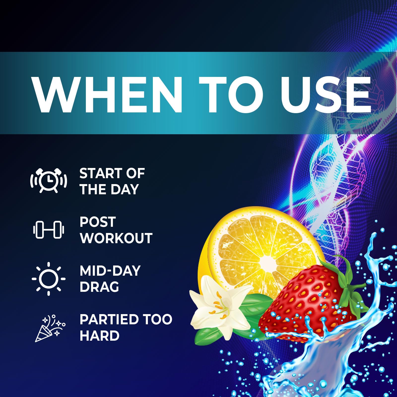 Nature's Nutrition electrolytes packet ingredients icons emphasize minerals like potassium.