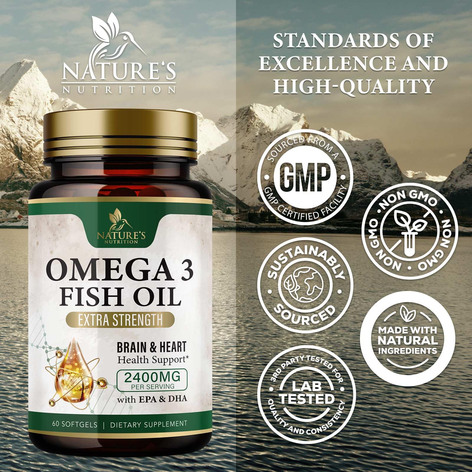 Nature's Nutrition EPA-DHA chart illustrating omega-3 essentials.