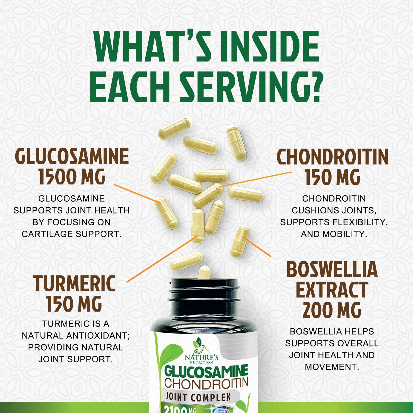 Capsules spilled from Nature's Nutrition bottle illustrating supplement form