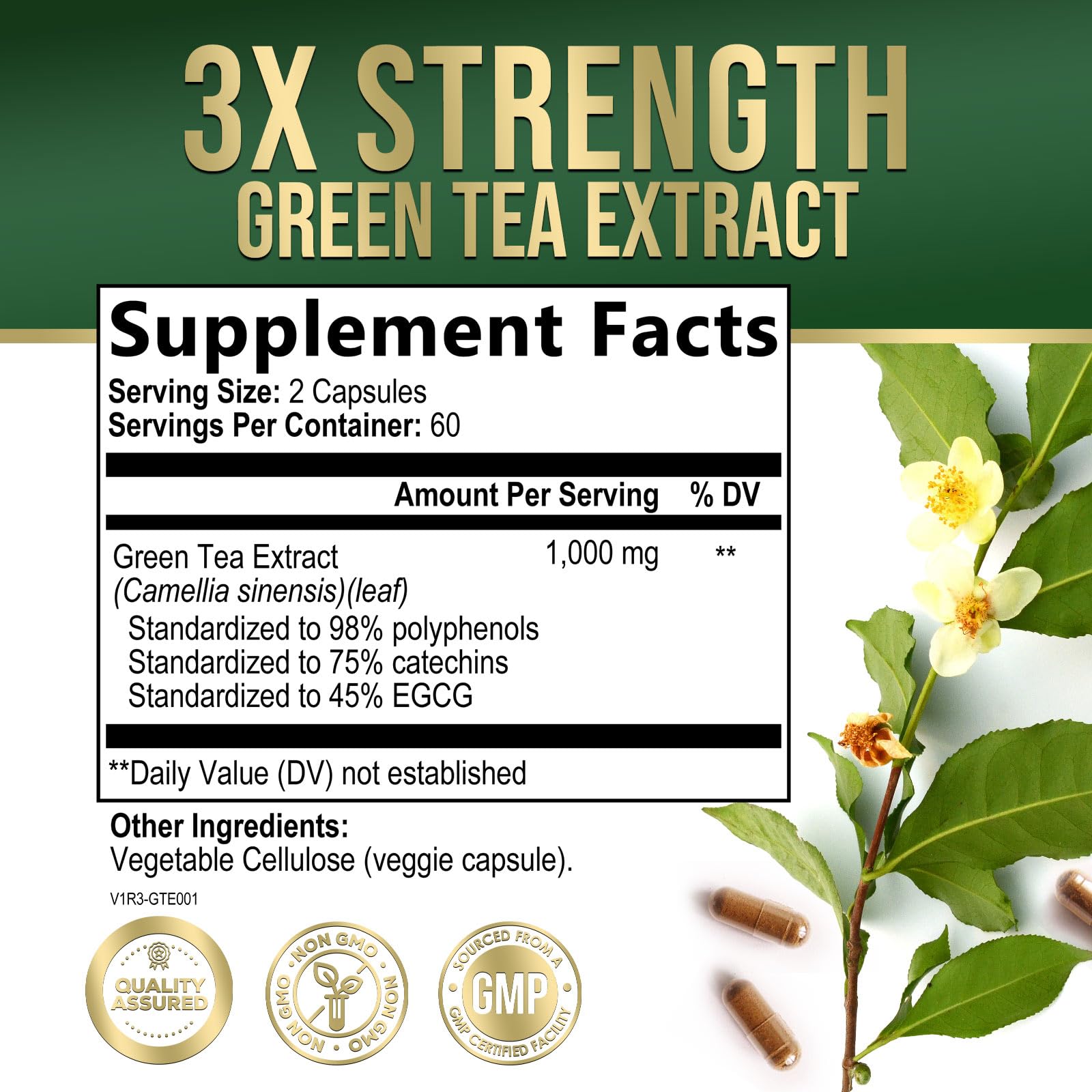 Nature's Nutrition 1000mg green tea capsules ready for daily antioxidant support.