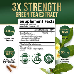 Nature's Nutrition Green Tea Extract capsules close-up highlights convenient 1000 mg daily use.