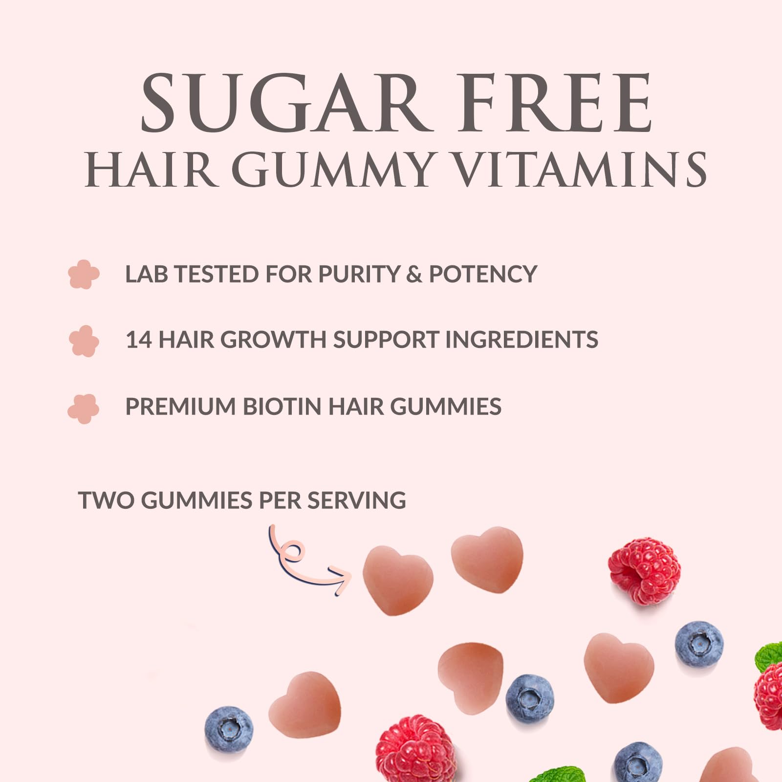 Nature's Nutrition Hair Vitamins Gummies alongside nails to indicate nail strength benefits