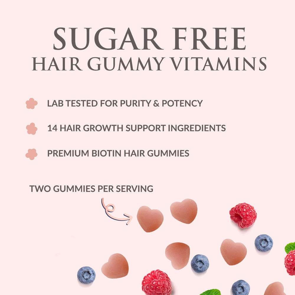 Nature's Nutrition Hair Vitamins Gummies alongside nails to indicate nail strength benefits