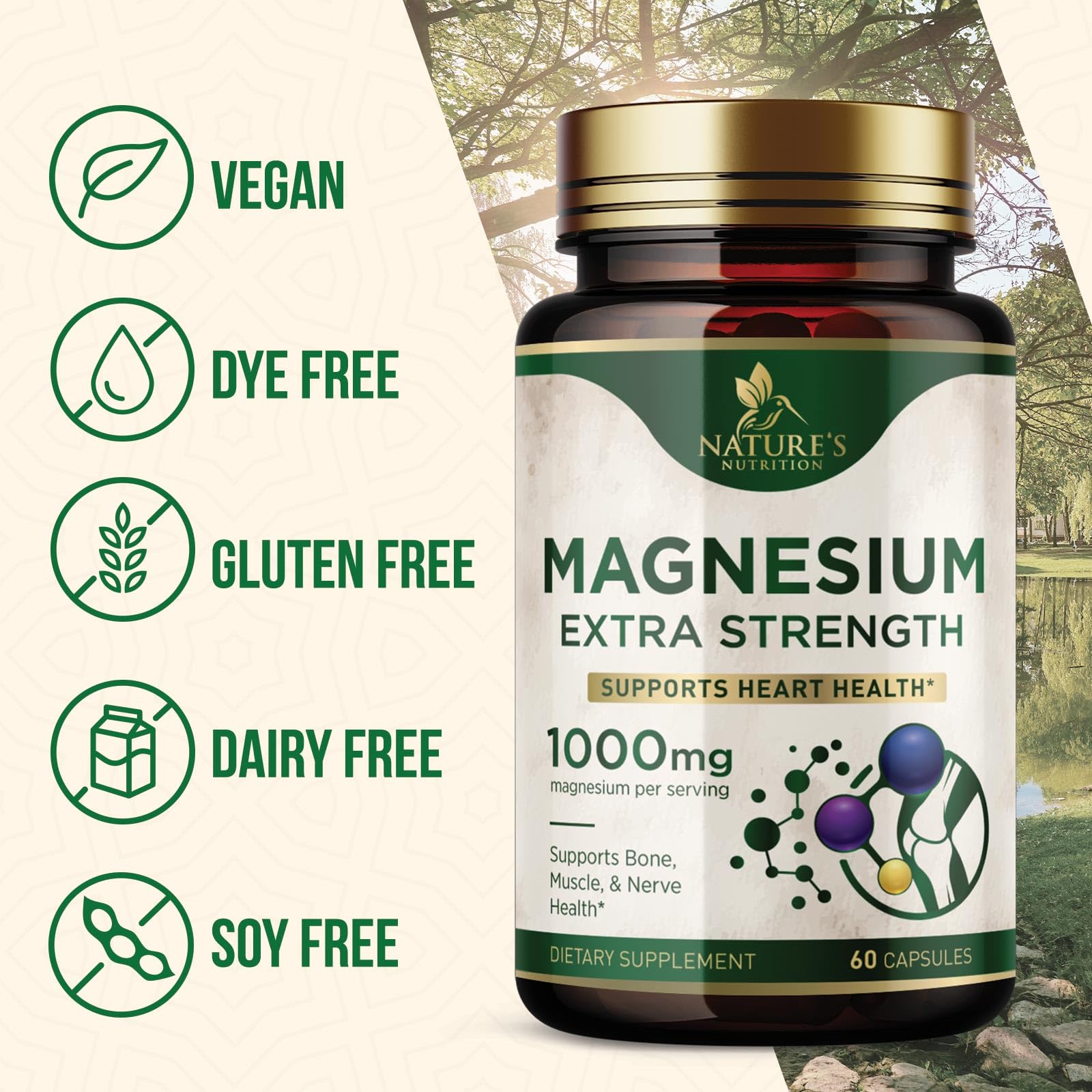 Nature's Nutrition ingredient panel close-up highlighting citrate-based magnesium formula.