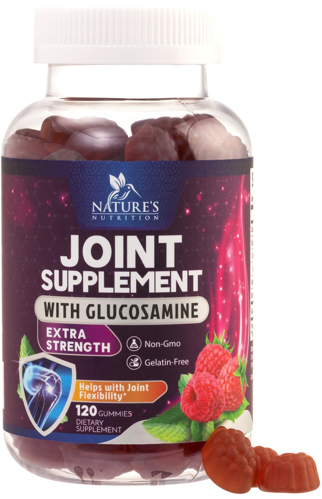Nature's Nutrition Joint Support Gummies bottle shows an easy, tasty way to support mobility.