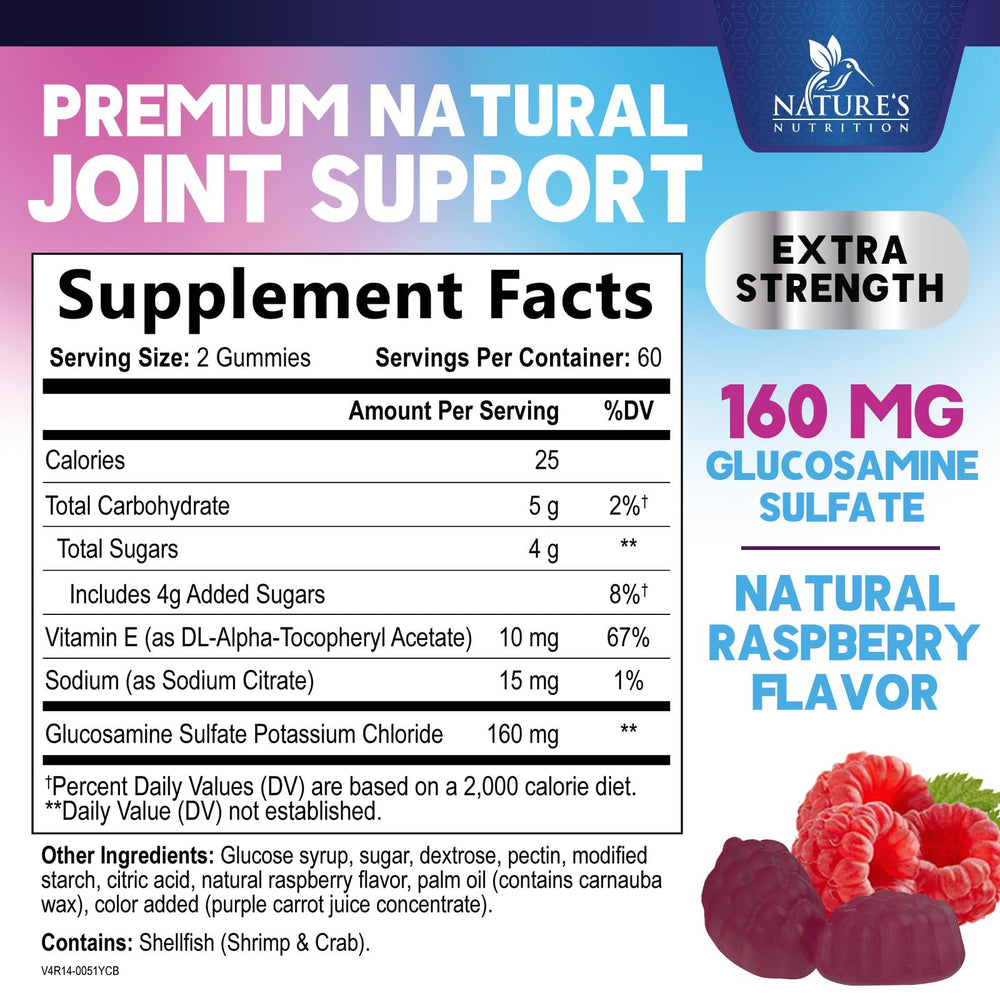Nature's Nutrition Joint Support Gummies closeup highlights chewy texture ideal for daily use.