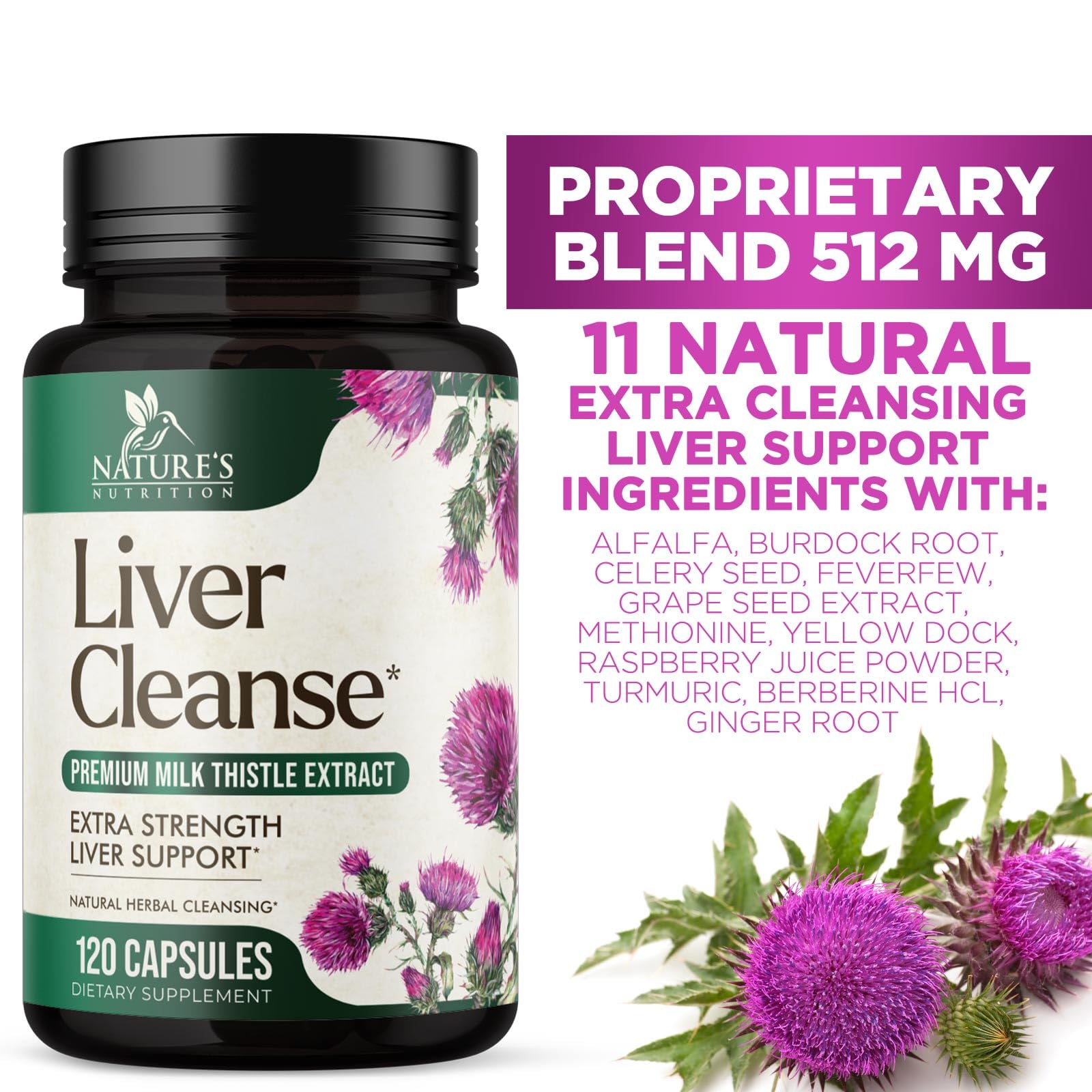 Nature's Nutrition Liver Cleanse label shows artichoke extract and turmeric.