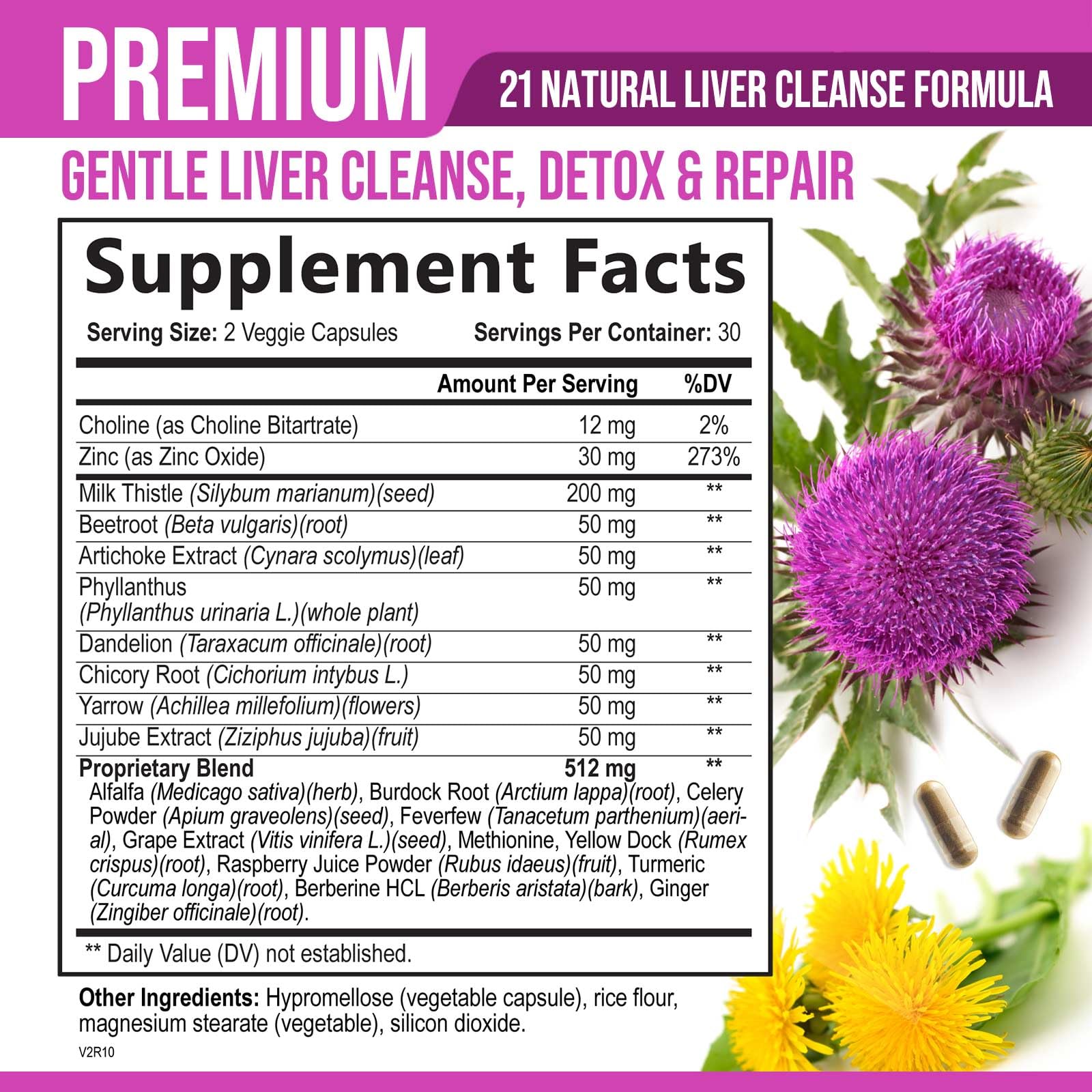 Liver Cleanse bottle back with ingredient details and usage guidelines.