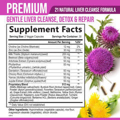 Liver Cleanse bottle back with ingredient details and usage guidelines.