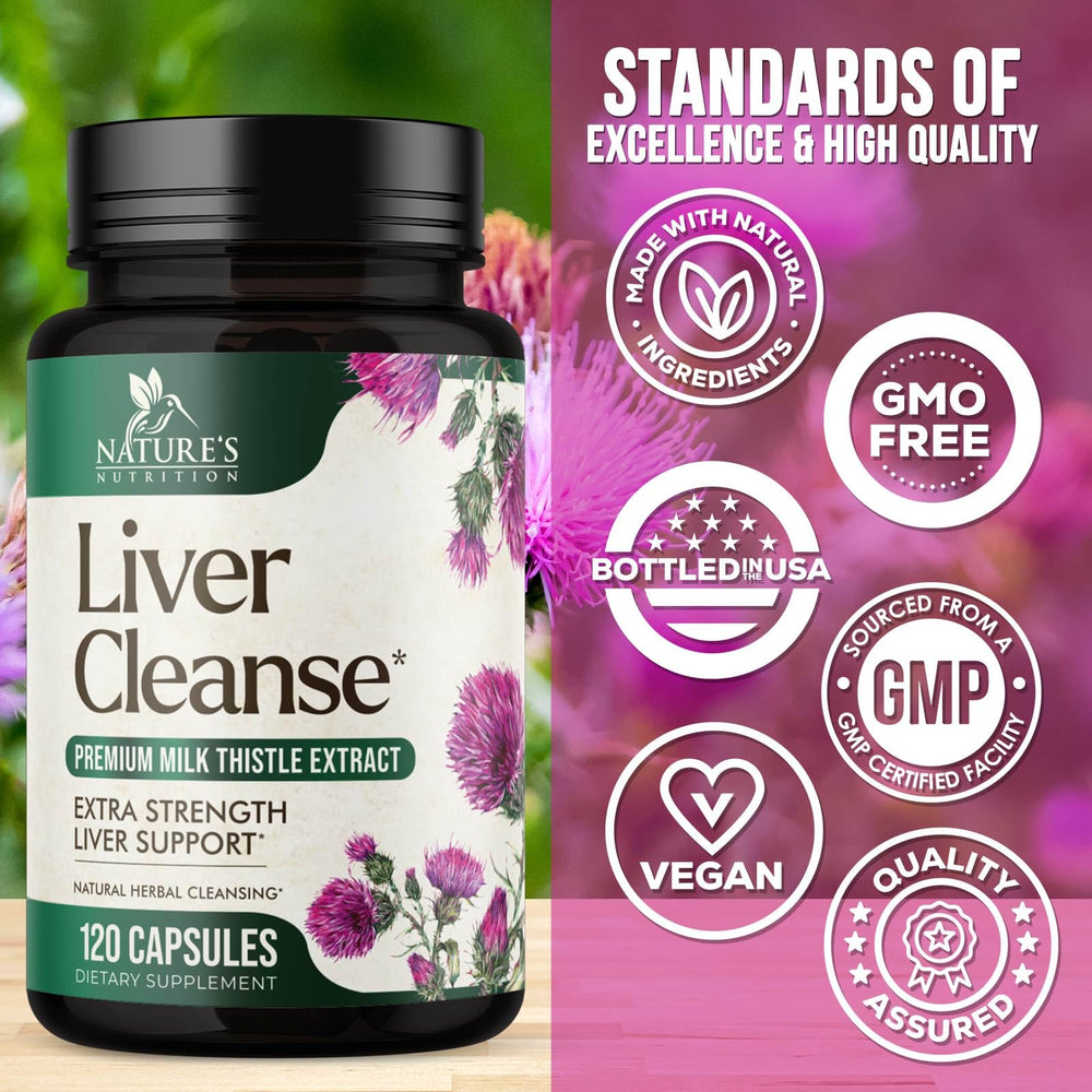 Nature's Nutrition Liver Cleanse capsules ready for daily use.