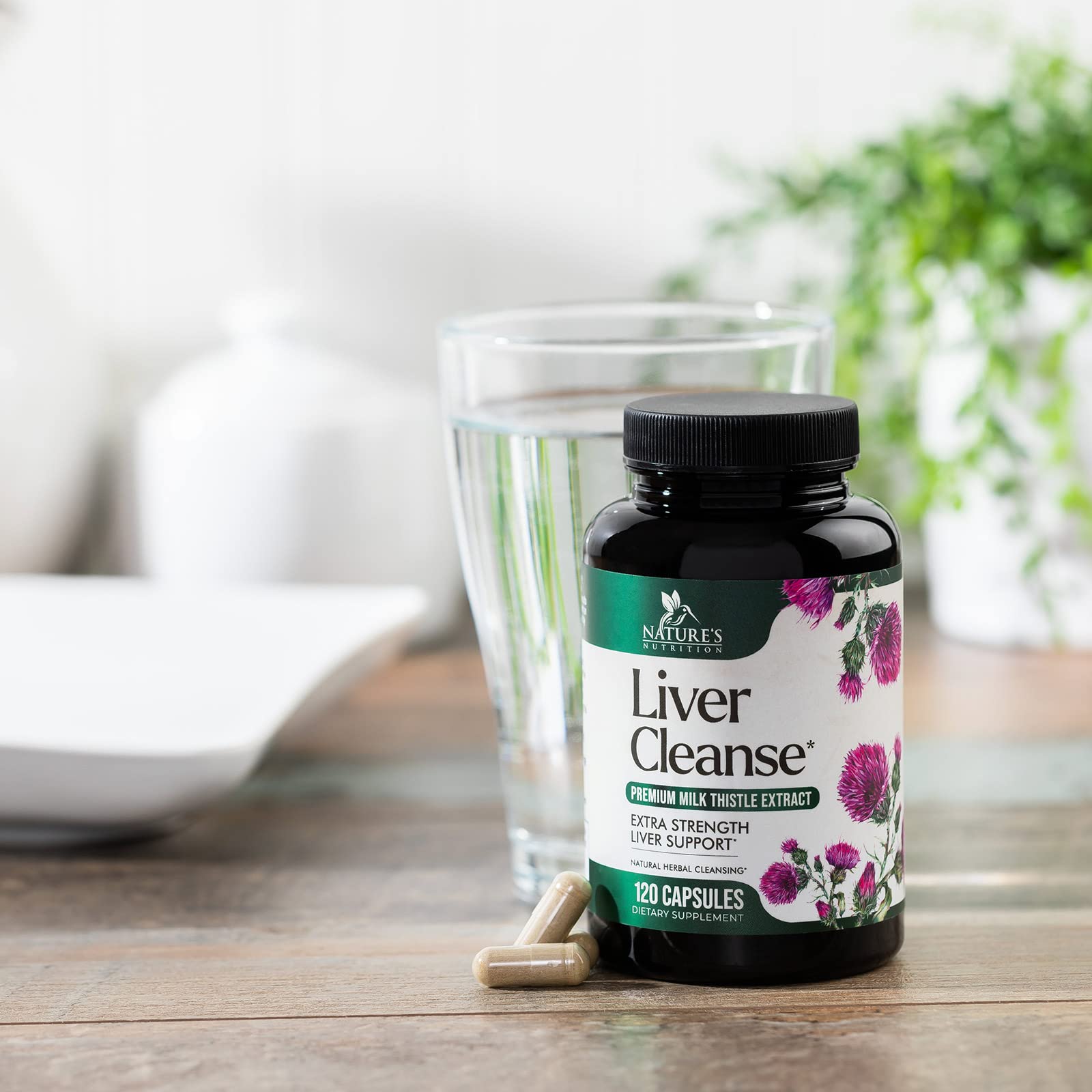 Nature's Nutrition Liver Cleanse on a desk during morning routine.