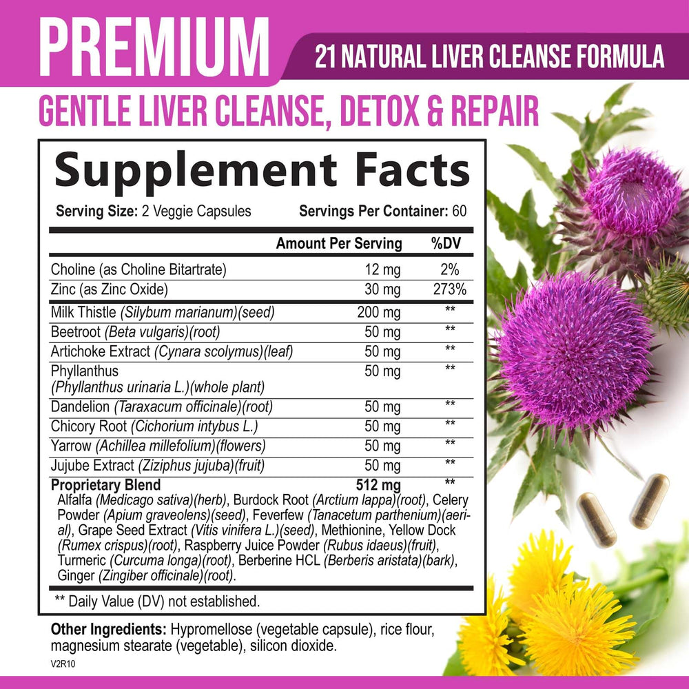 Nature's Nutrition Liver Cleanse ingredients panel highlights silymarin and artichoke.