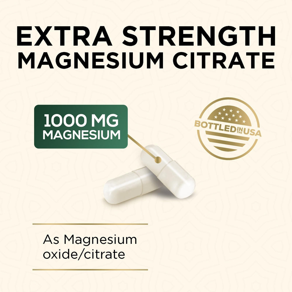Nature's Nutrition magnesium citrate label closeup highlights high potency formula.