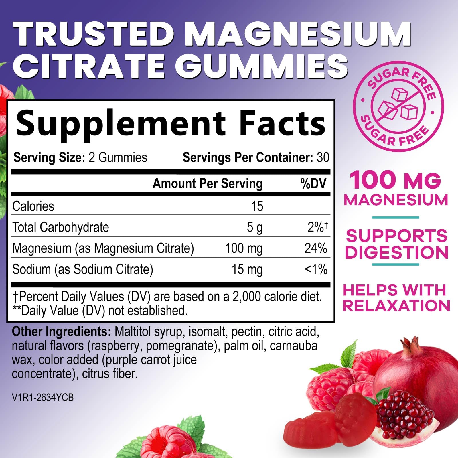 Nature's Nutrition Magnesium Citrate Gummies label highlights vegan purity
