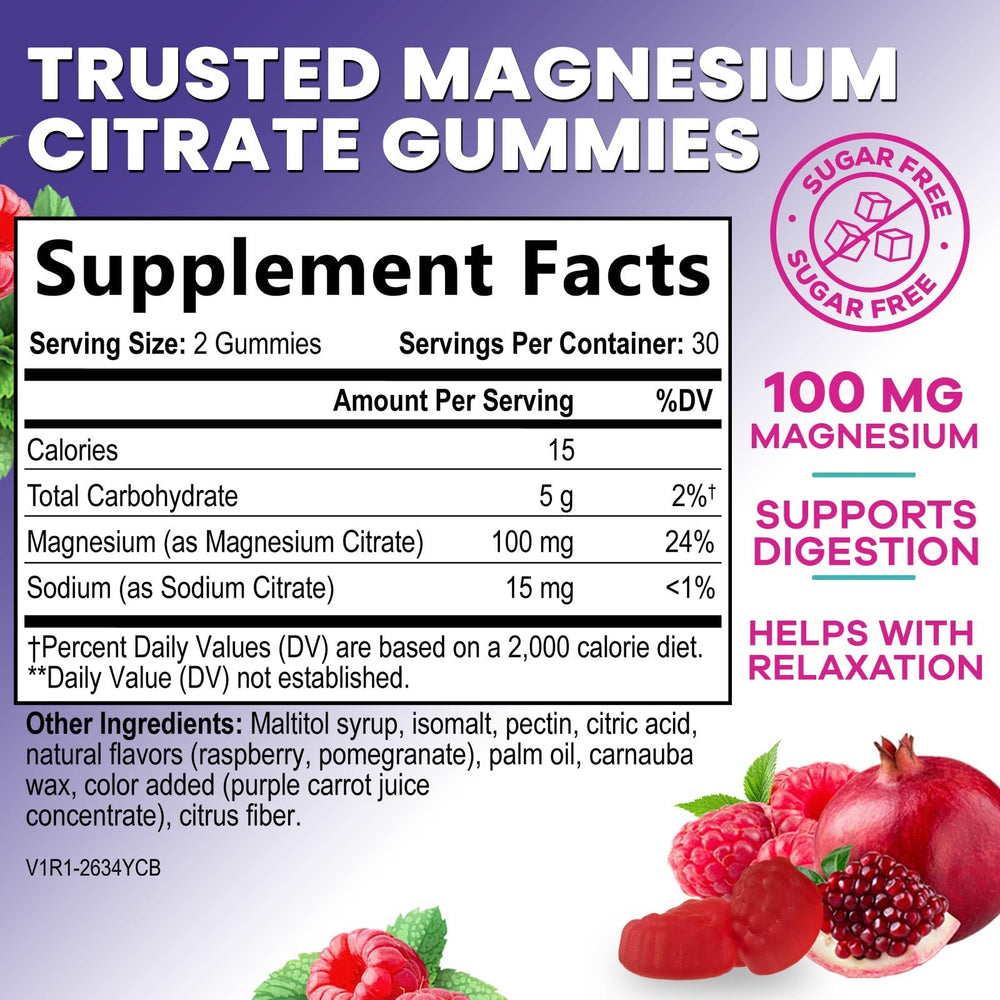 Nature's Nutrition Magnesium Citrate Gummies label highlights vegan purity