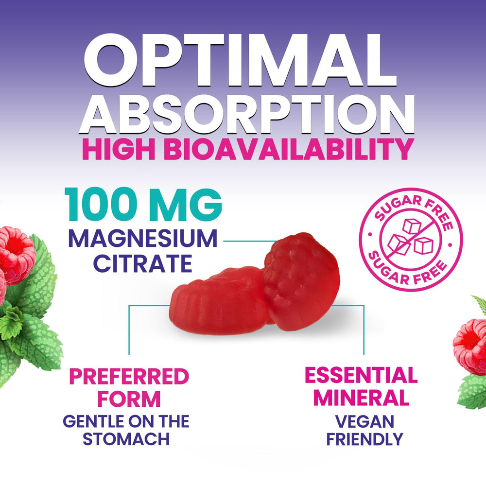 Nature's Nutrition Magnesium Citrate Gummies raspberry flavor chews