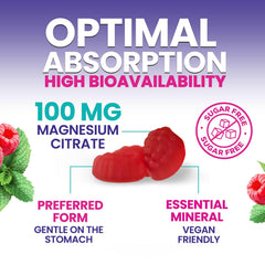 Nature's Nutrition Magnesium Citrate Gummies raspberry flavor chews