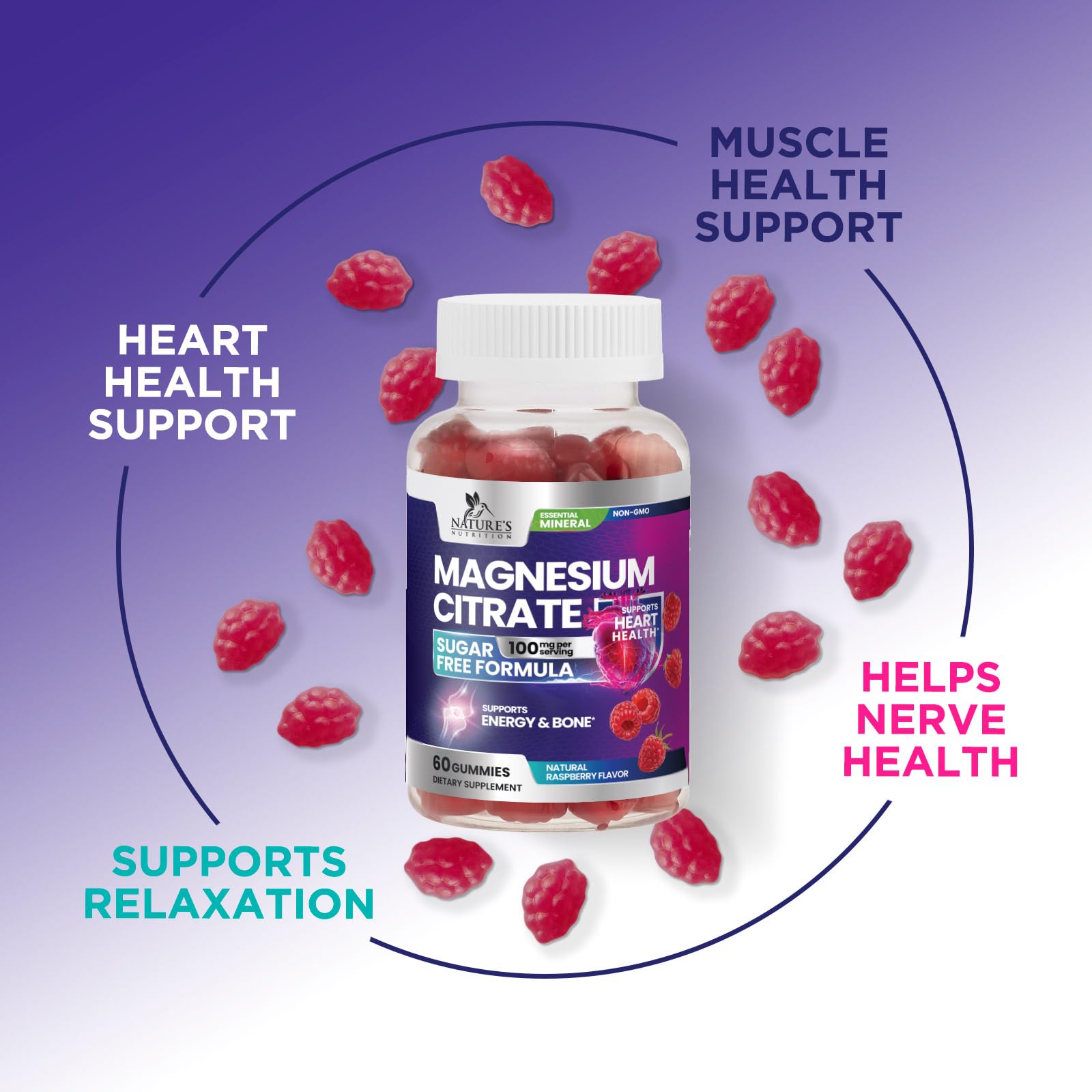 Nature's Nutrition Magnesium Citrate Gummies taking one chew for daily use