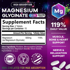 Nature's Nutrition Magnesium Glycinate capsules closeup emphasizes gentle digestion and heart support.