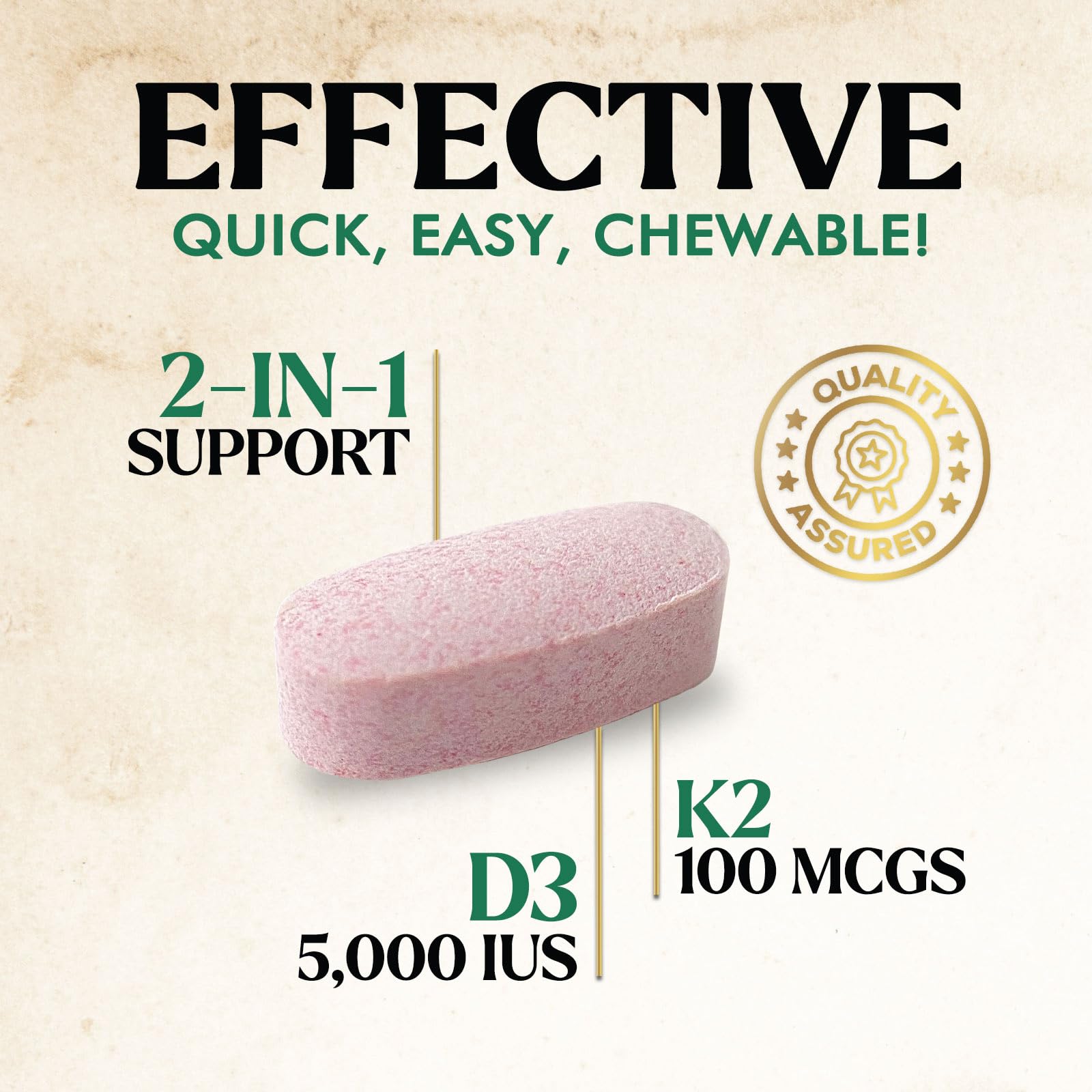 Nature's Nutrition MK-7 K2 with D3 supplement close-up bottle label.