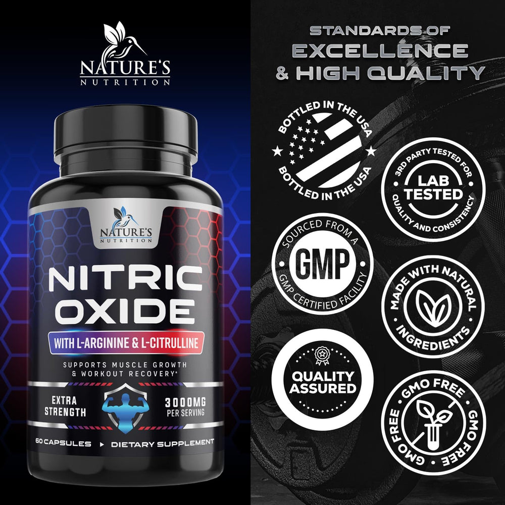 Nature's Nutrition Nitric Oxide Booster supports endurance during training.