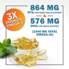 Nature's Nutrition Omega-3 lemon-flavored softgels for adults.