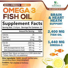 Nature's Nutrition Omega-3 2400 mg softgels with lemon flavor for burpless consumption