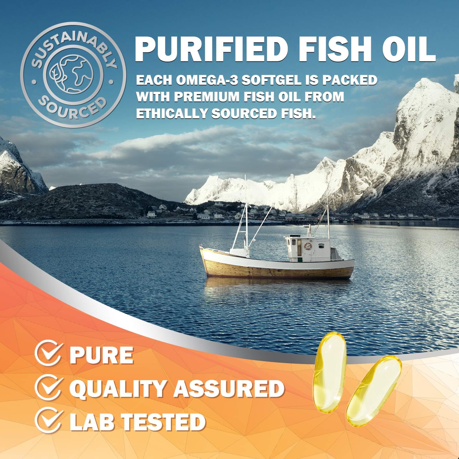 Nature's Nutrition Omega-3 2400 mg third-party tested for quality