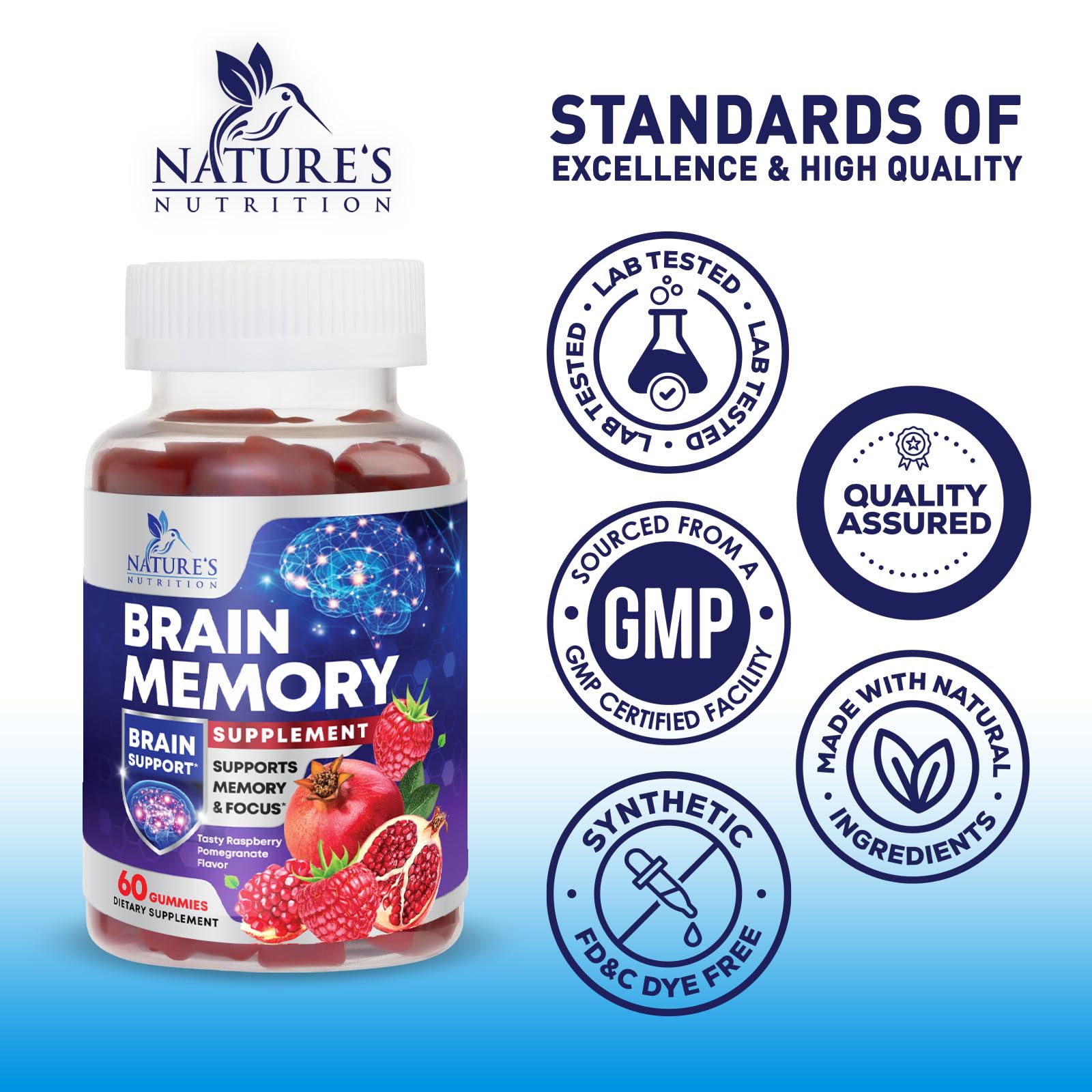 Nature's Nutrition Phosphatidylserine gummies for memory and brain health support.