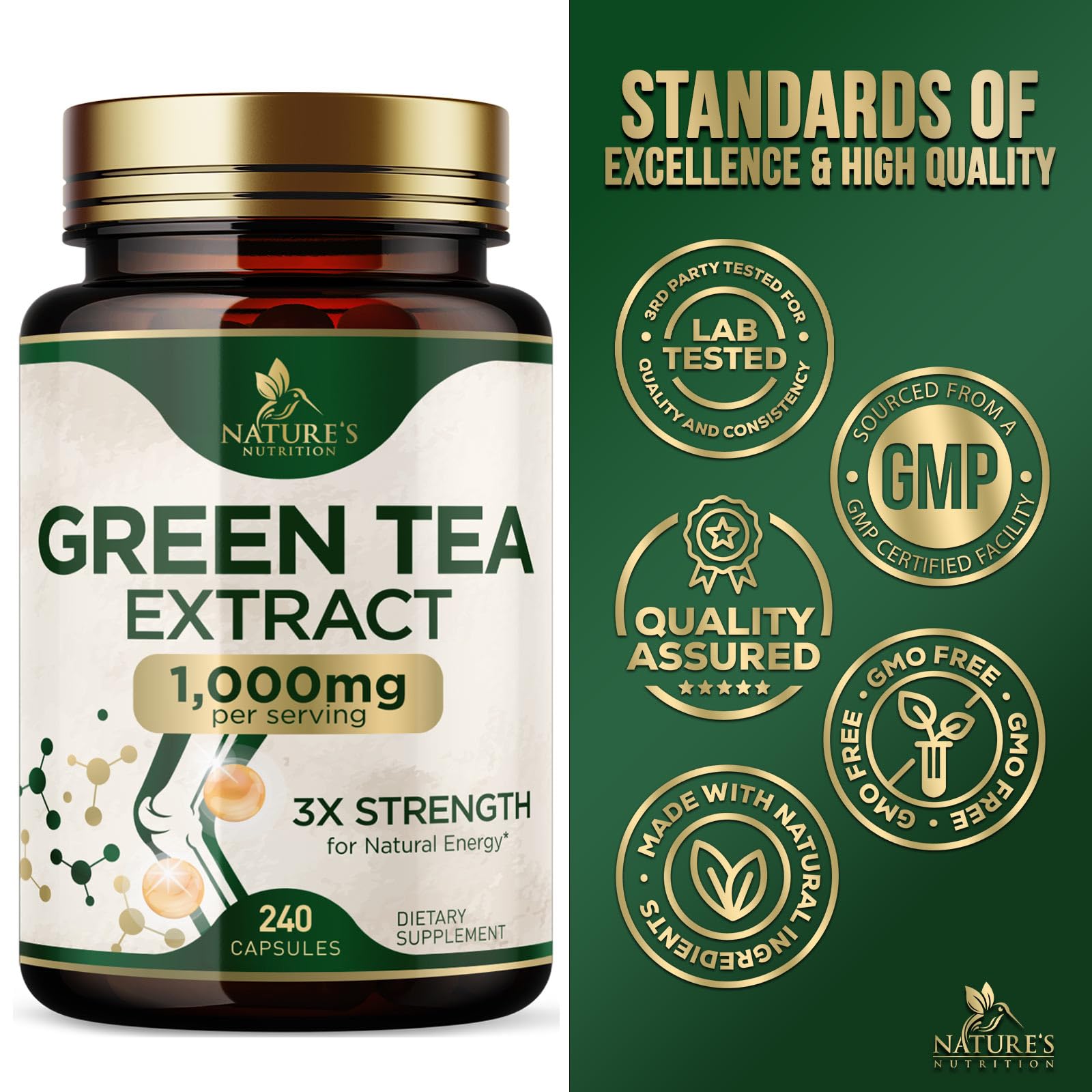 Nature's Nutrition Polyphenols 98 percent label highlights rich plant antioxidants.
