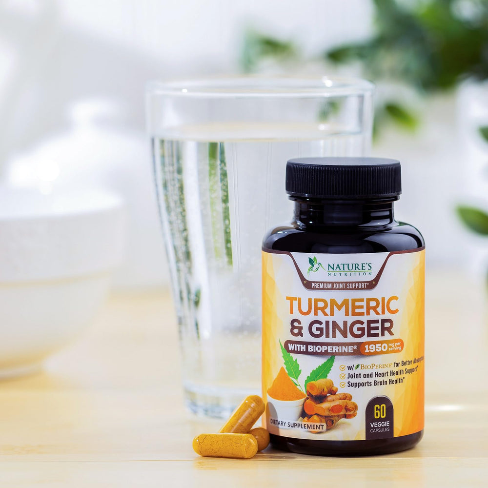 Premium turmeric-curcumin formula from Nature's Nutrition may support daily joint comfort.