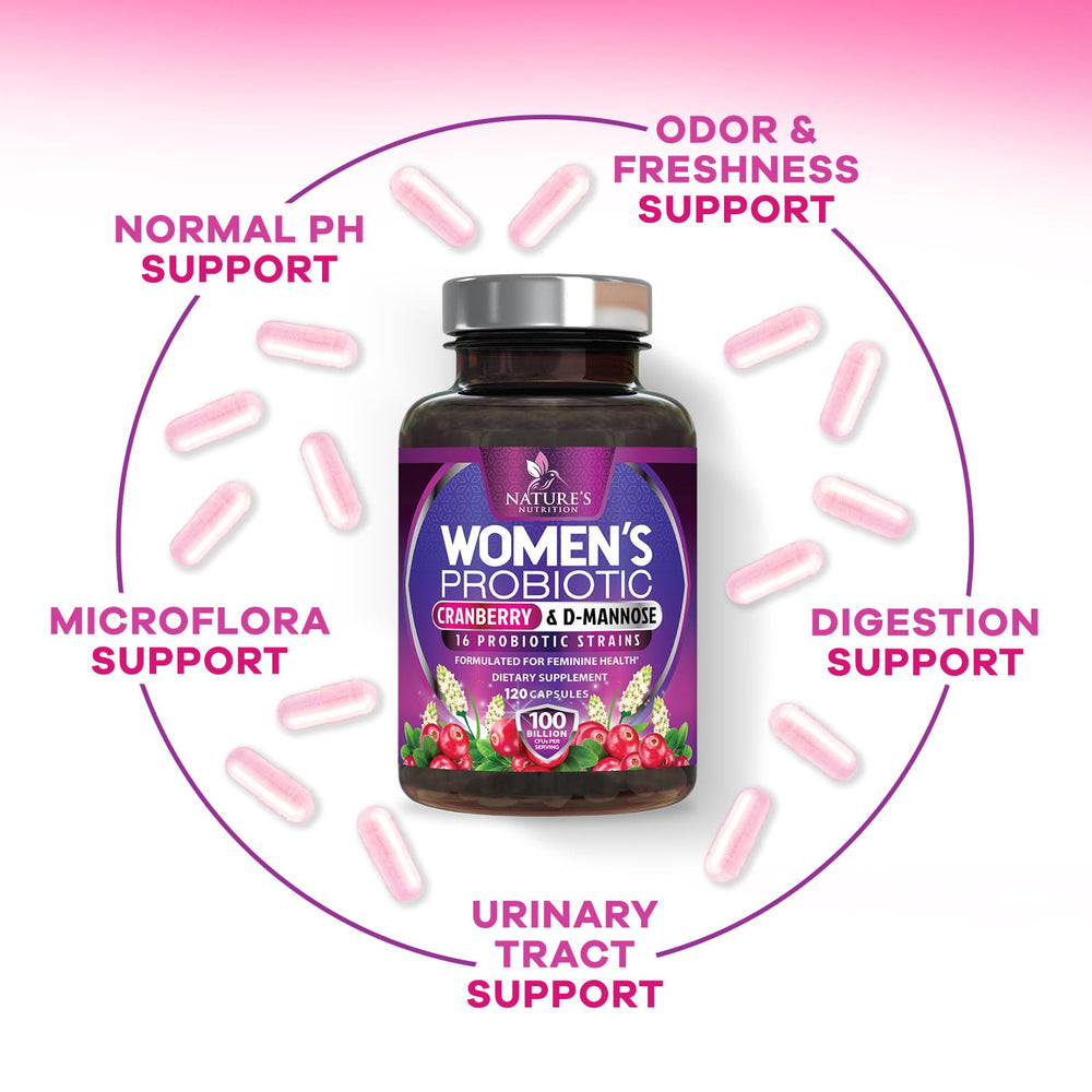 Capsules in hand from Nature's Nutrition Probiotics for Women for daily use