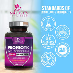 Nature's Nutrition Probiotics prebiotic blend supports digestive balance