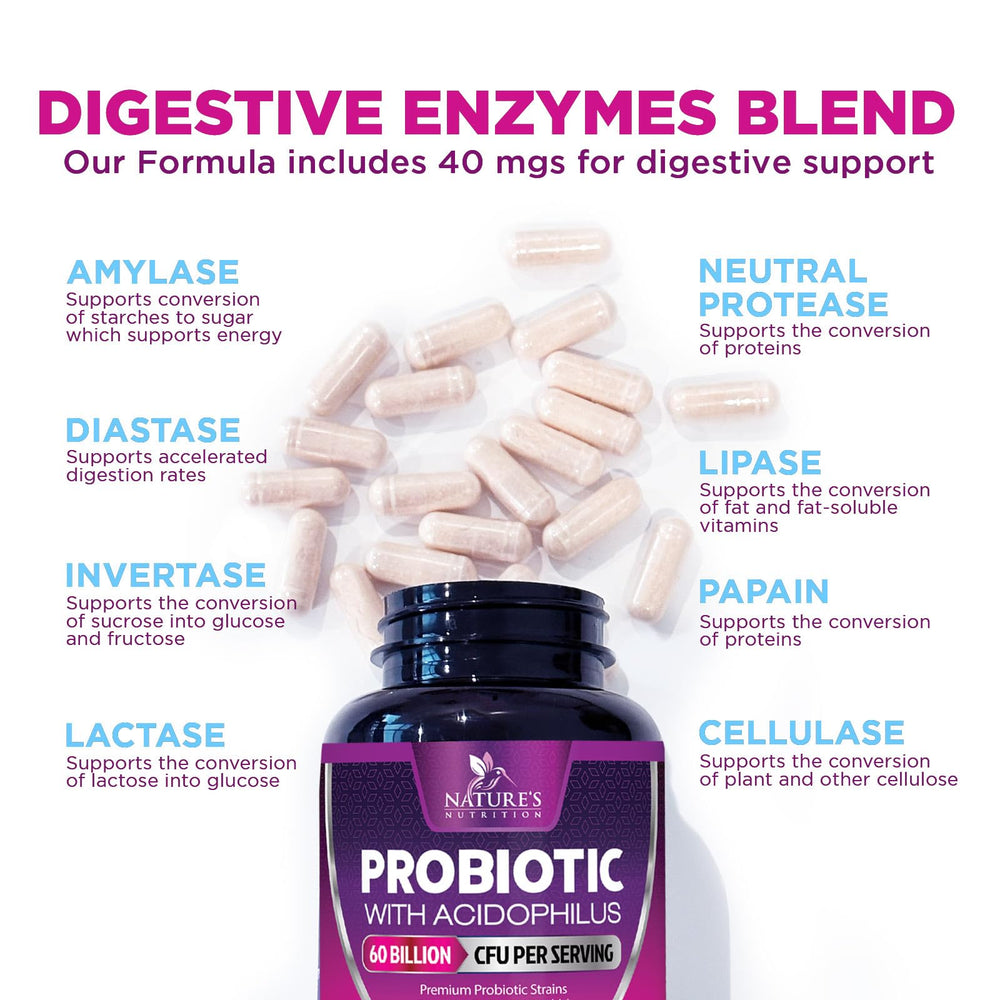 Nature's Nutrition Probiotics shelf-stable bottle rests on a pantry shelf