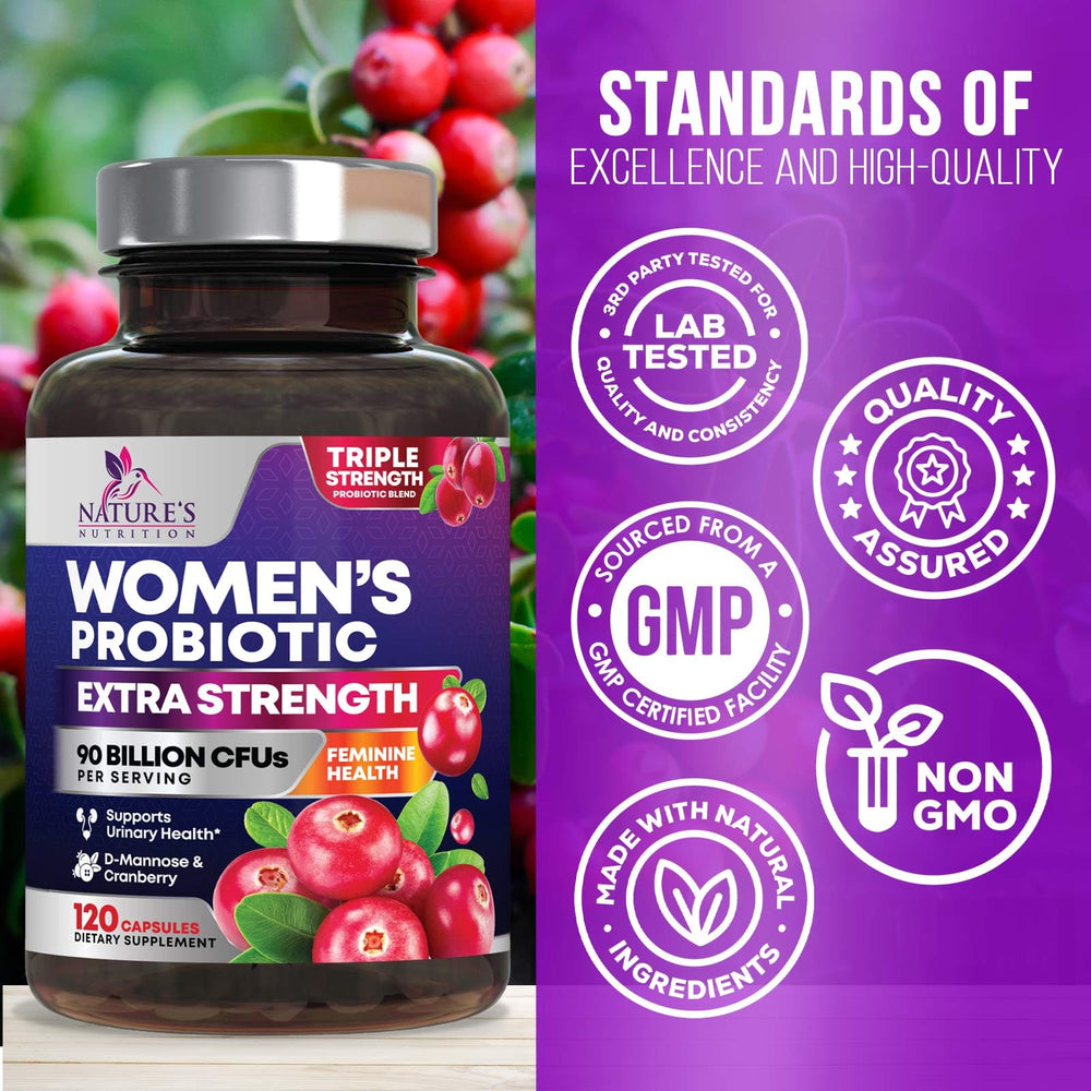 Nature's Nutrition Probiotics for Women cranberry and D-Mannose ingredients image