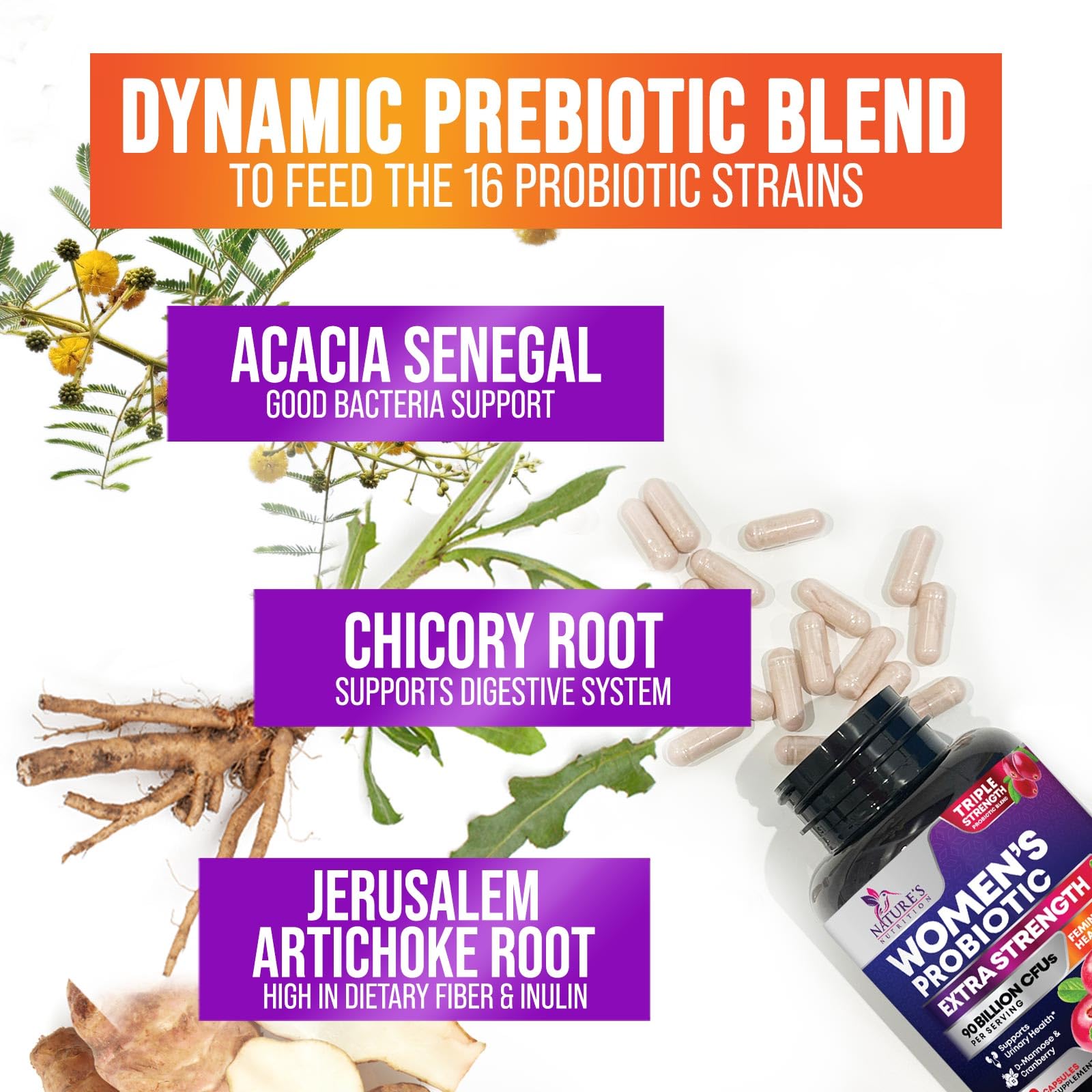 Nature's Nutrition Probiotics for Women USA-made label