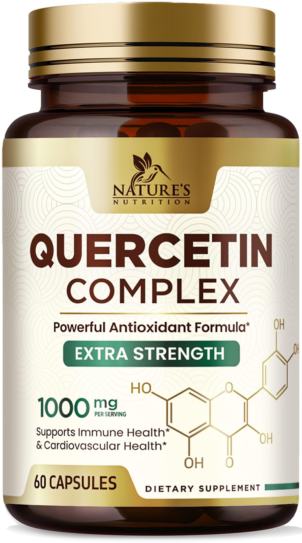 Nature's Nutrition Quercetin 1000mg bottle front highlighting extra strength daily support