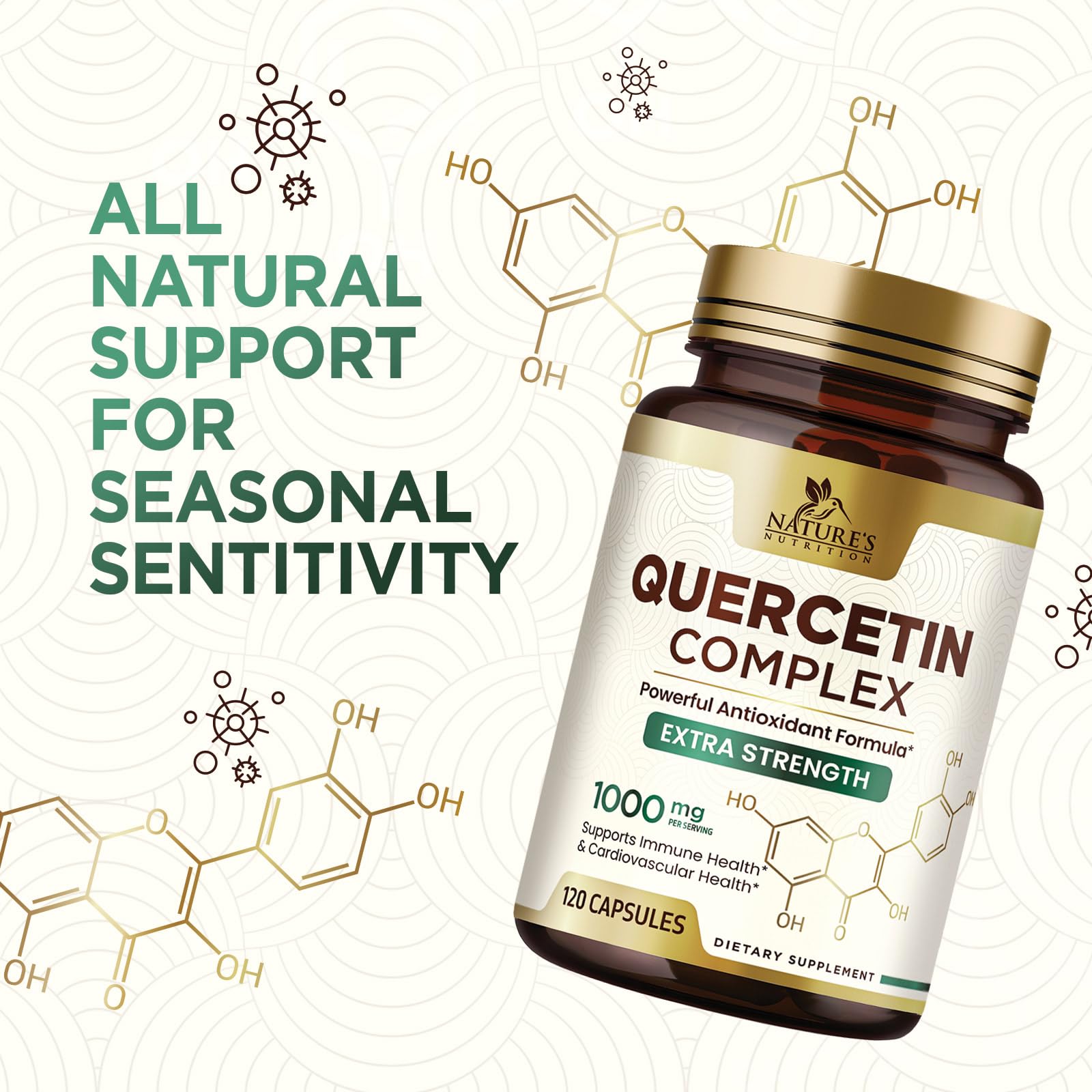 Nature's Nutrition Quercetin bottle topcap with secure seal