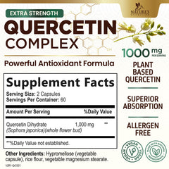 Nature's Nutrition Quercetin capsules lined up for convenient daily use