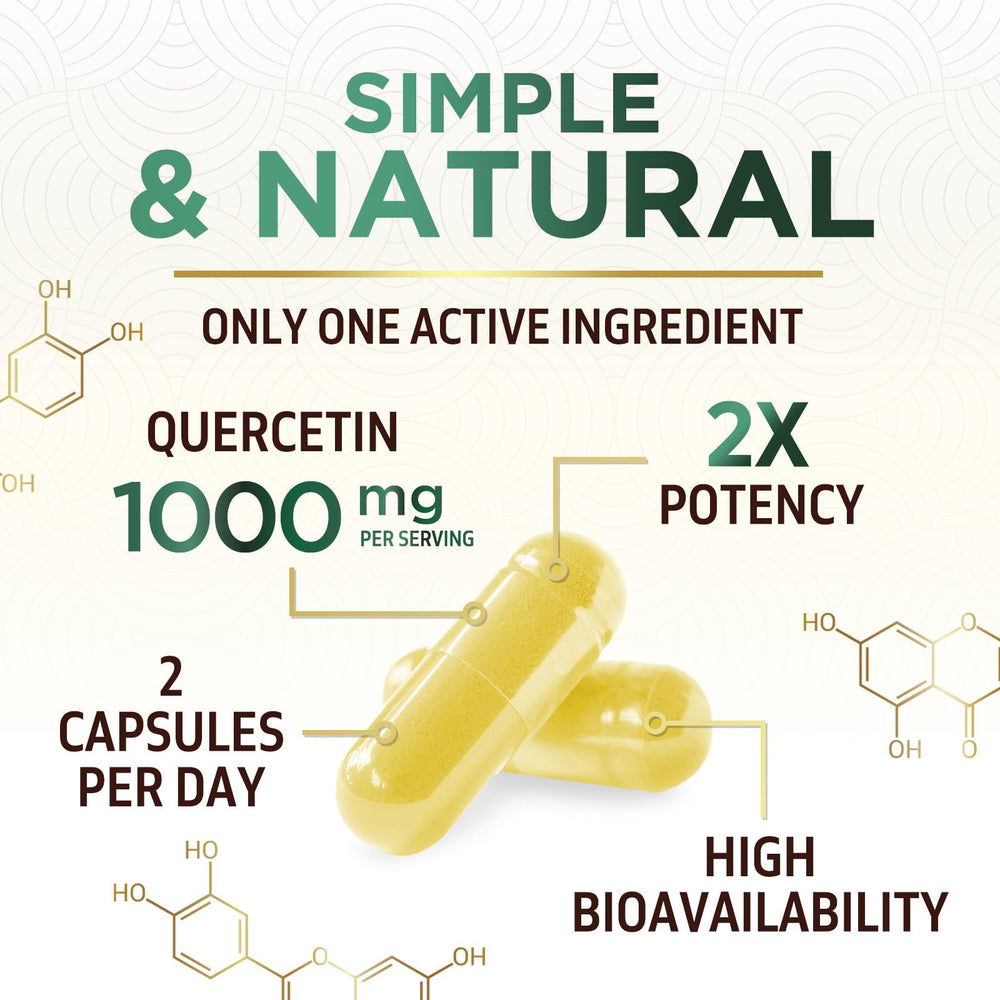Nature's Nutrition Quercetin label closeup shows vegan, non-GMO formula