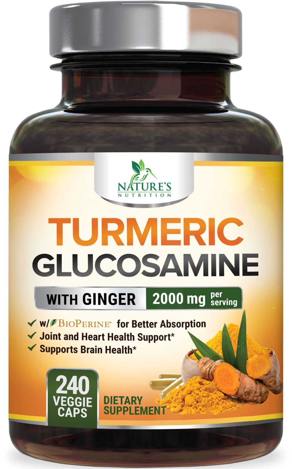 Nature's Nutrition T3 Turmeric Curcumin bottle shown, highlighting daily joint support potential.