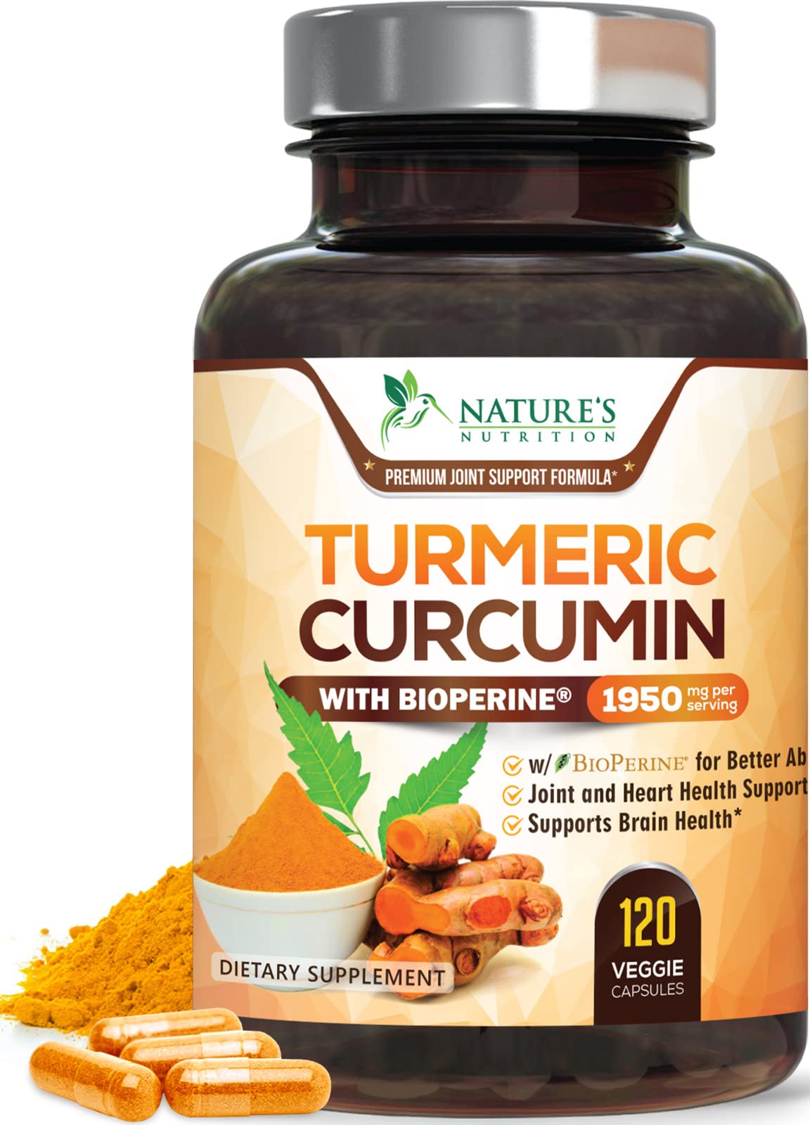 Nature's Nutrition T3 Turmeric Curcumin bottle front view showing premium blend