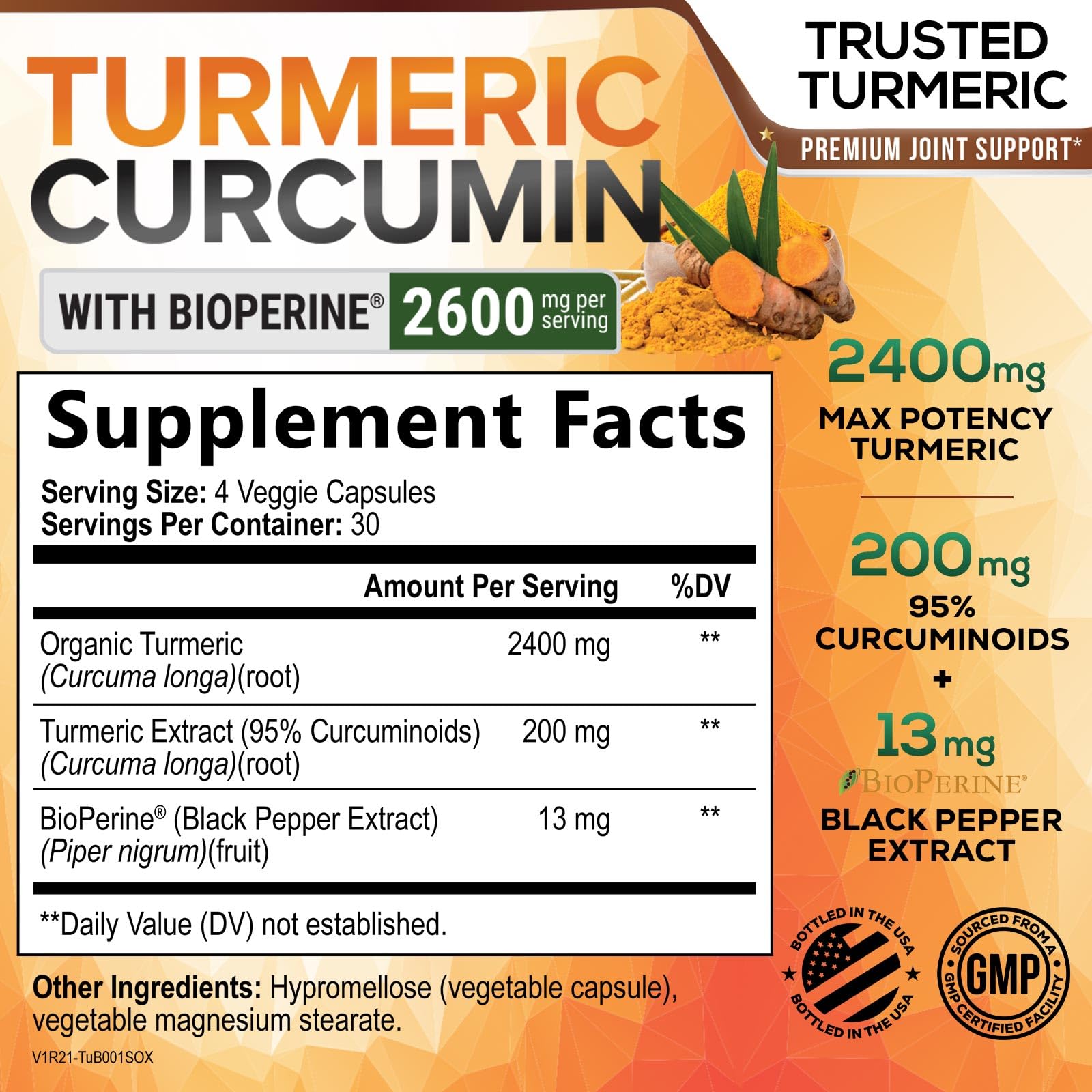 Nature's Nutrition turmeric capsules ready for vegan, non-GMO joint support