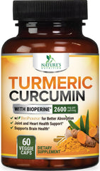 Nature's Nutrition Turmeric Curcumin bottle front for daily wellness support.