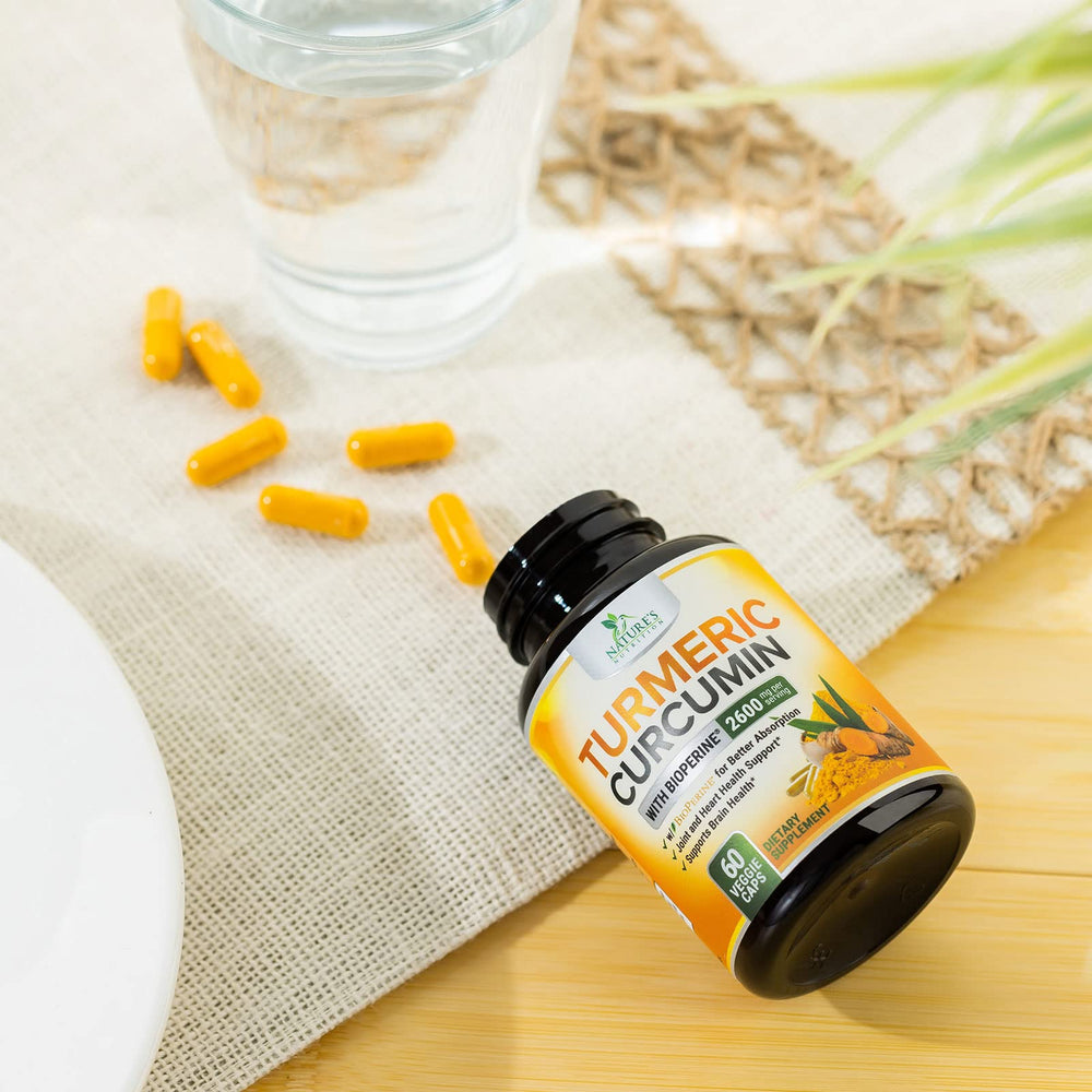 Nature's Nutrition Turmeric Curcumin bottle confirms USA bottling.