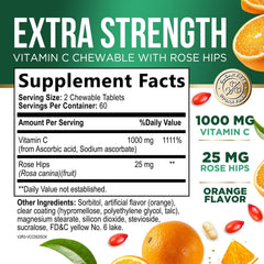 Vitamin C chewable with rose hips highlighting enhanced absorption potential