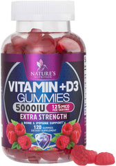 Nature's Nutrition Vitamin D3 gummy bottle for easy daily bone and immune support.