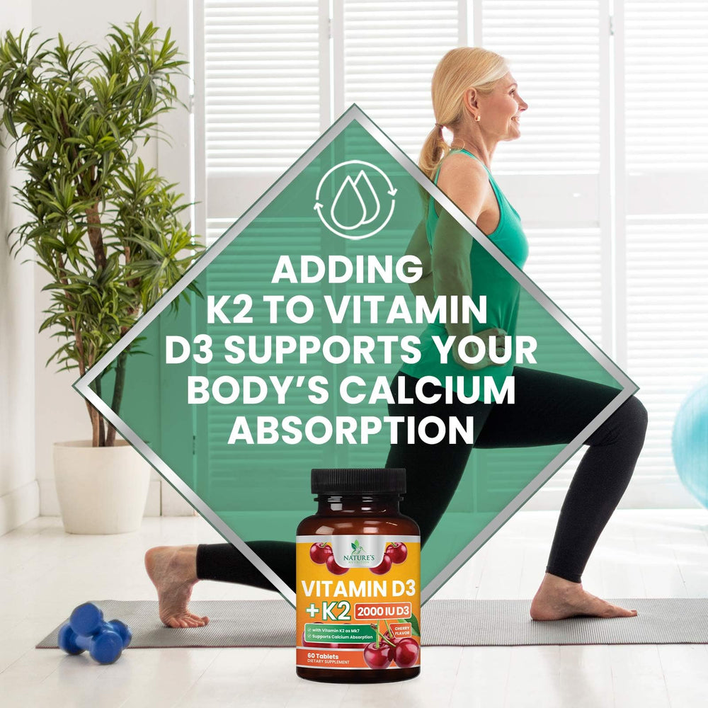Lifestyle shot of Nature's Nutrition Vitamin D3 K2 on-the-go from nature's nutrition.