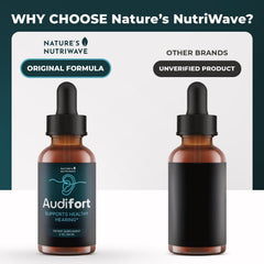 Nature’s NutriWave Audifort Drops ingredient panel highlighting plant-based components for daily wellness
