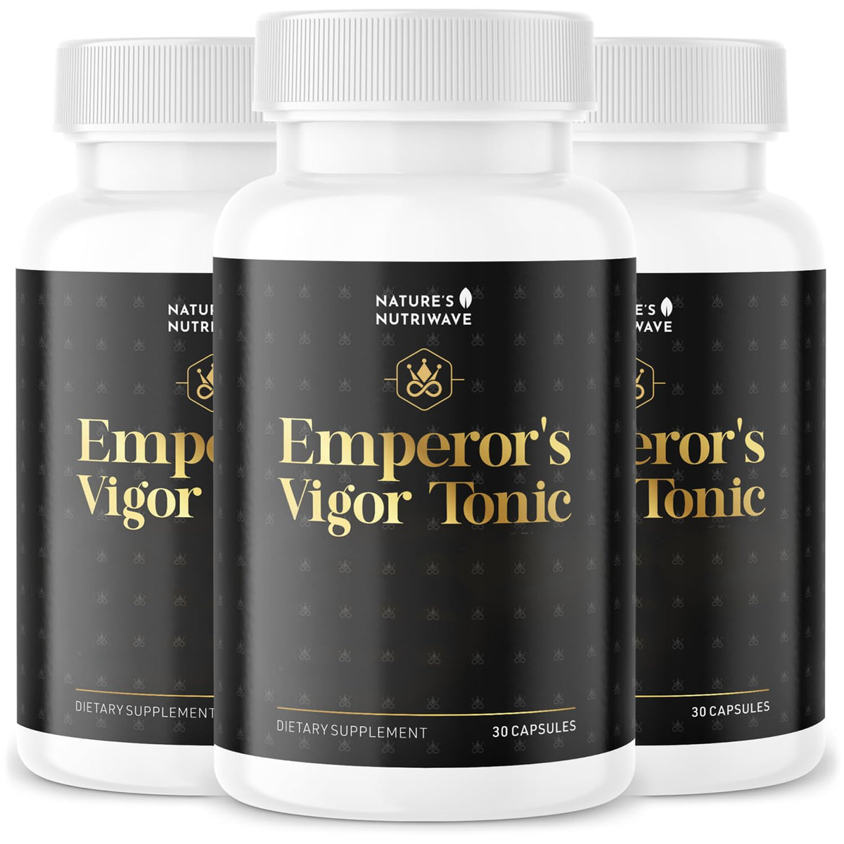 Nature’s NutriWave Emperor’s Vigor bottle shows herbal vitality for daily use.
